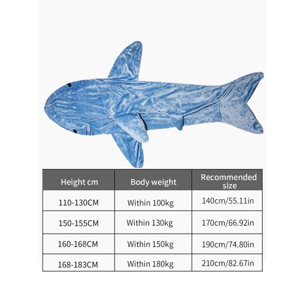 Shark Blanket, Blanket Sovsäcksdräkt för Cosplay Shower Grey 140cm