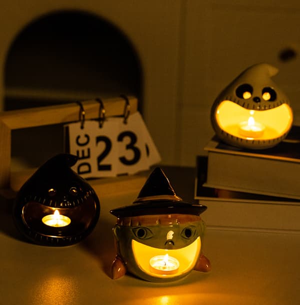 Halloween Spøkelseslysstake Ornament Keramisk Spøkelseslysestake Witch