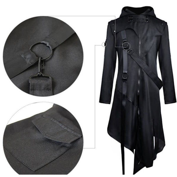 Miesten goottilainen vintage-takki Halloween-takki L
