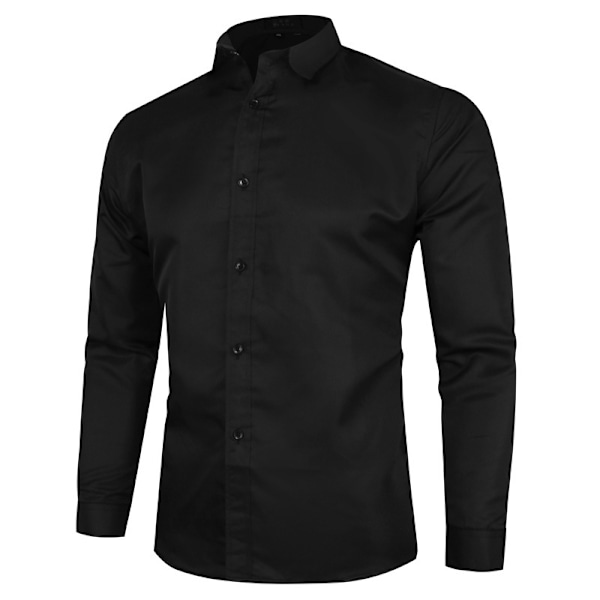 Mænds Regular-Fit Langærmet Oxford Skjorte Black M