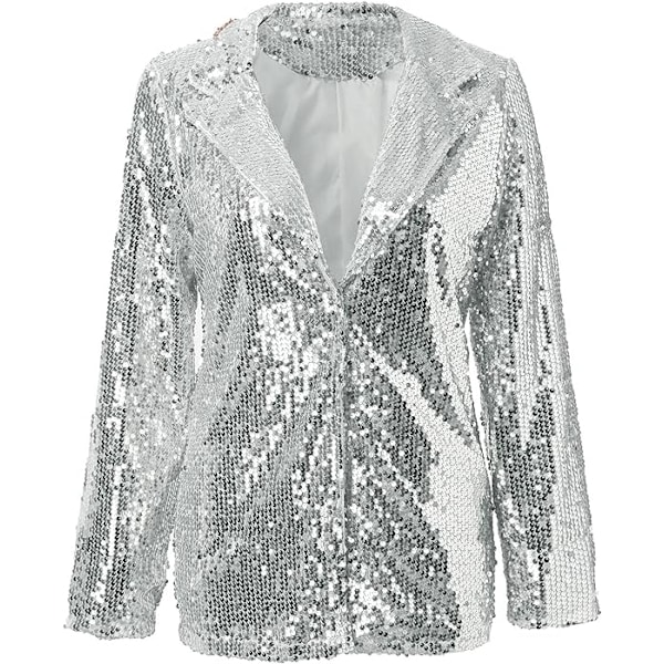 Kvinnlig Blazer, Lättviktig, Långärmad, Enknapp, Slank Blazer Silver L