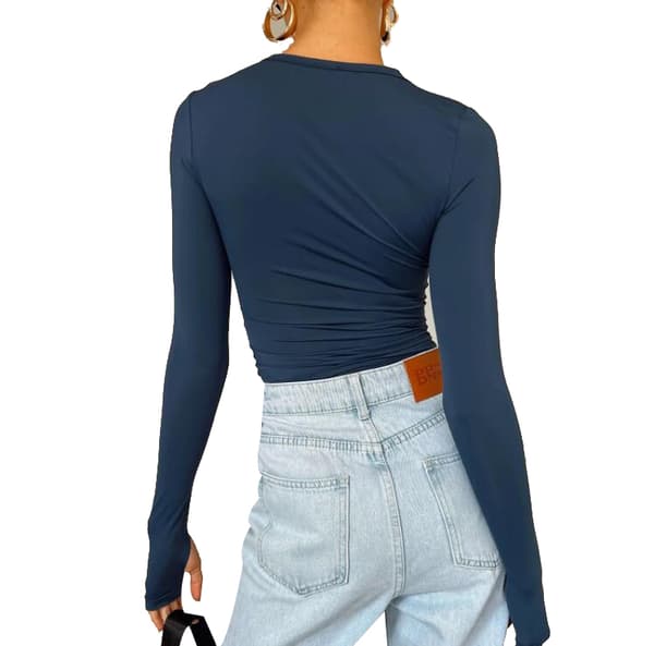 Långärmade Slim Fit-skjortor för kvinnor blue S