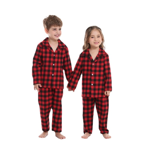 Jul Familj Matchande Kläder Röd Rutig Pyjamas Red 100cm