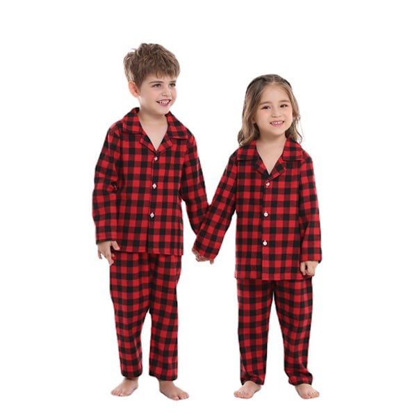 Jul Familj Matchande Kläder Röd Rutig Pyjamas Red 130cm