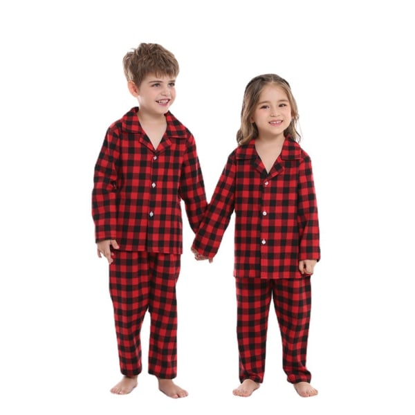 Jul Familj Matchande Kläder Röd Rutig Pyjamas Red 80cm