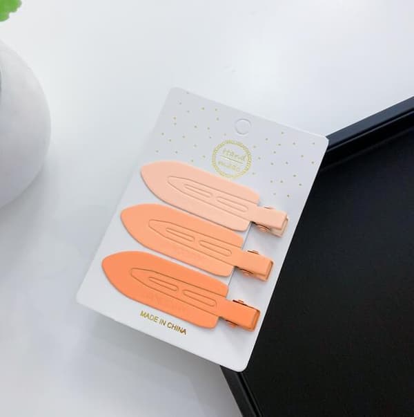 3-pack Candyfärgade Metalliska Hårclips som Inte Lämnar Märken Orange