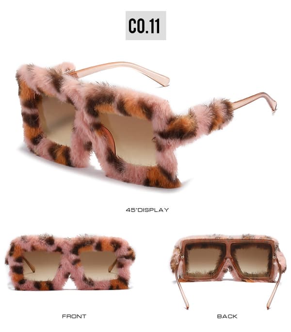 Plyschsolglasögon, dammode, maskeradglasögon LEOPARD*BROWN
