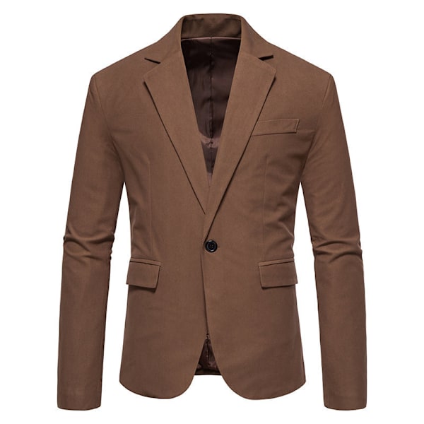 Miesten Blazer, Kaksipainikkeinen Slim Fit -Blazertakki Coffee L