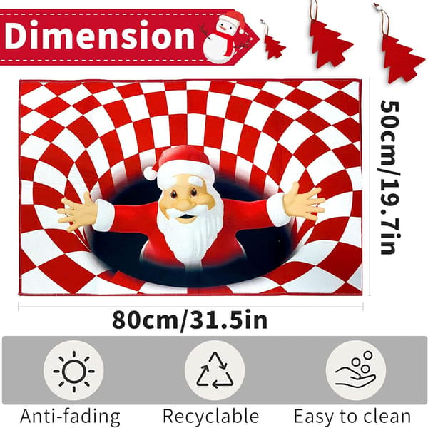 3D Julenisse Illusionsteppe - Bunnløs Hull Optisk Illusionsteppe 50*80CM