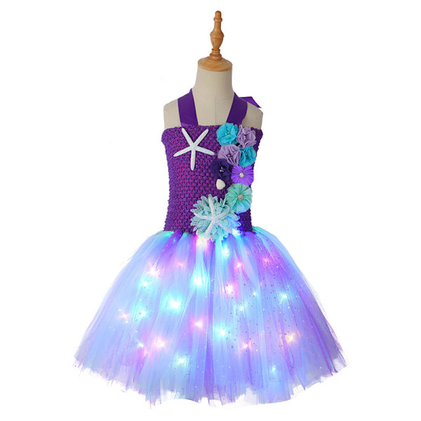 Pige Havfrue Kostume Havfrue Lysende Tutu Kjole Purple XL