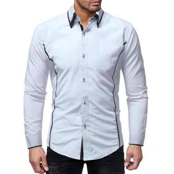 Casual Slim Fit Långärmad Skjorta för män white M