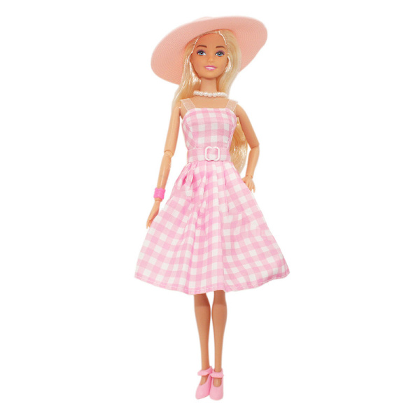 Barbie Filmen - Samlardocka i Rosa och Vit Rutiga Klänning Q1