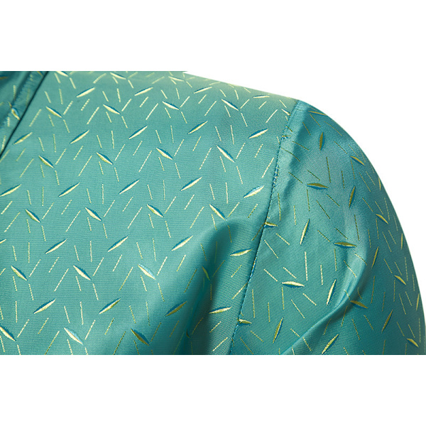 Mænds Casual Langærmet Lapel Trykt Knapløs Skjorte Green M