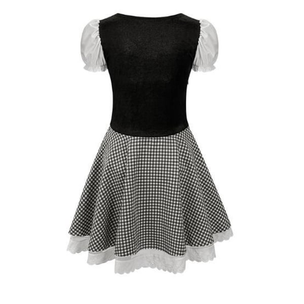 Damkläder Oktoberfest Snörning Rutiga Uniform Black L