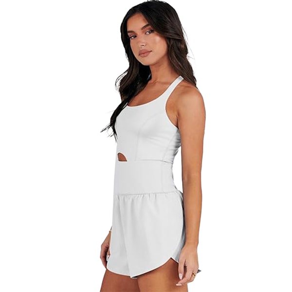 Träningsromper för kvinnor, löpshorts, atletisk helkroppsoverall white M