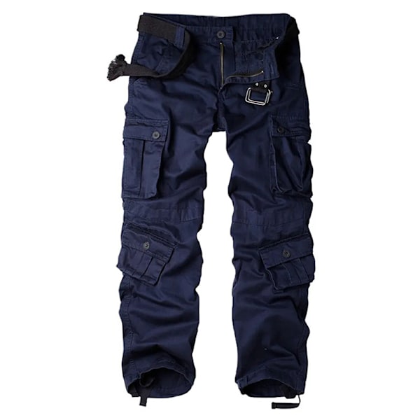Herrkläder Casual Cargo Byxor Militär Armé Camo Byxor Combat Arbetsbyxor Navy Blue 34