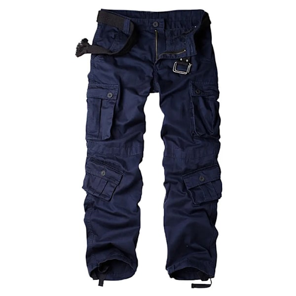 Herrkläder Casual Cargo Byxor Militär Armé Camo Byxor Combat Arbetsbyxor Navy Blue 42