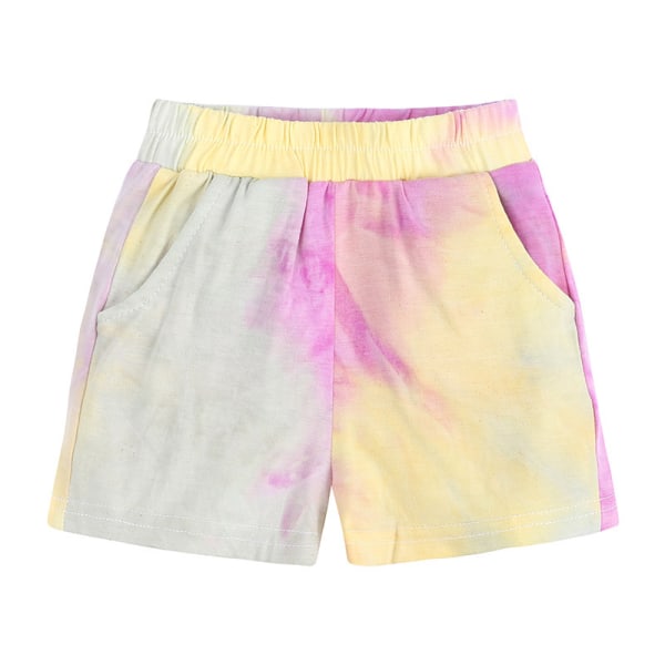 Kids Tie Dye Sport Träningsoverall Sweatsuit Summer Set Yellow 90cm