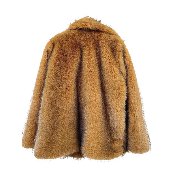 Dam Cardigan i Fluffig Konstgjord Päls Leopard Öppen Fram Längd Kavaj Ytterplagg Brown M
