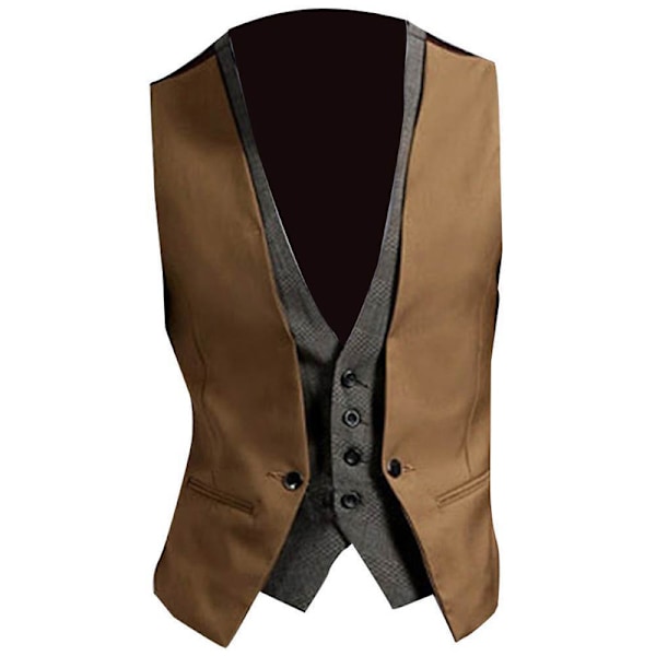 Mænds Lagdelt Formel Tuxedo Kjole Vest Veste Brown L