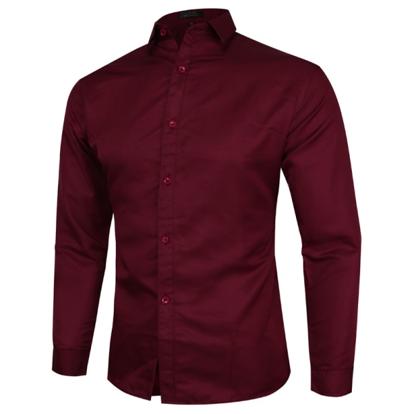 Herre Skjorte med Lang Erme og Normal Passform Burgundy 3XL