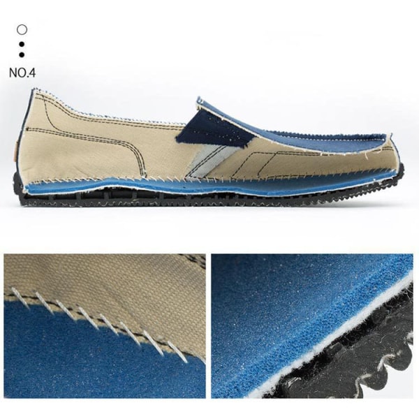 Mænds Casual Klud Sko Canvas Slip On Loafers Fritid Vintage Flat Båd Sko KHAKI 43