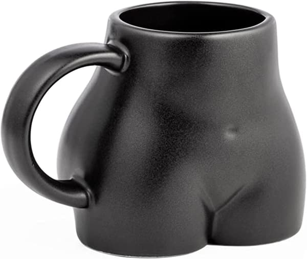 Rolig Bakdel Kaffekopp, 3D Bakdel Keramik Kaffe Koppar Black