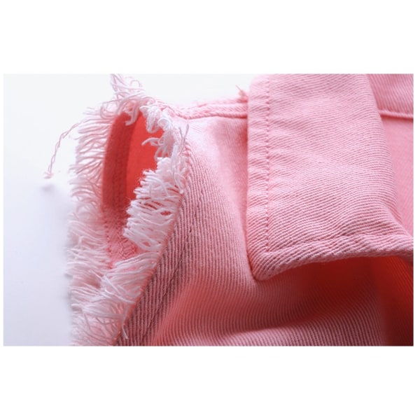 Ärmlös Candy Color Ripped jeansväst för kvinnor Pink M