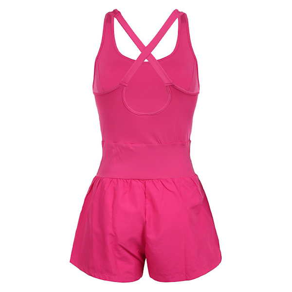 Träningsromper för kvinnor, löpshorts, atletisk helkroppsoverall pink L