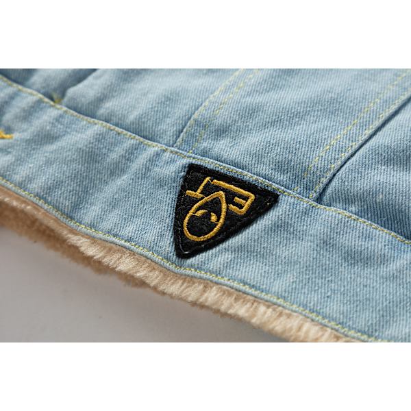 Mäns Fleecefodrad Jeansjacka Vinterjacka Light Blue 3XL