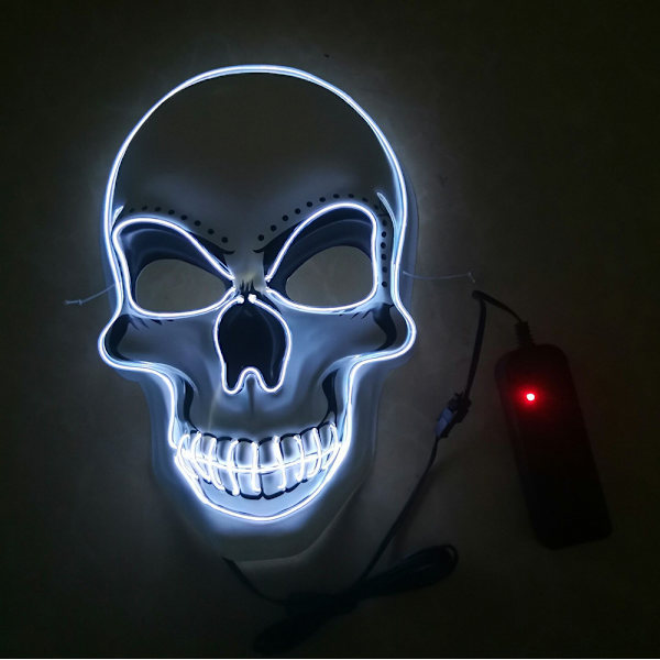 Halloween Skrämmande Mask Light Up Mask för fest white