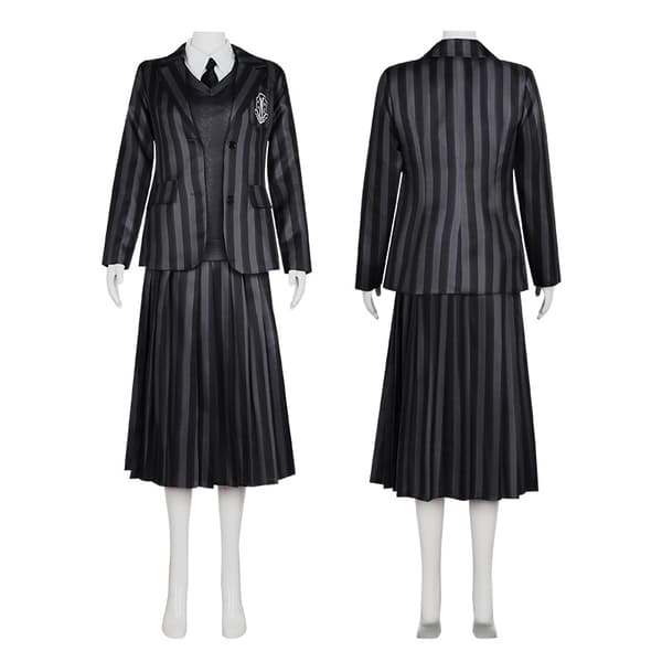 Kvinnors onsdagsdräkt Nevermore Academy Uniform 5 Pcs M