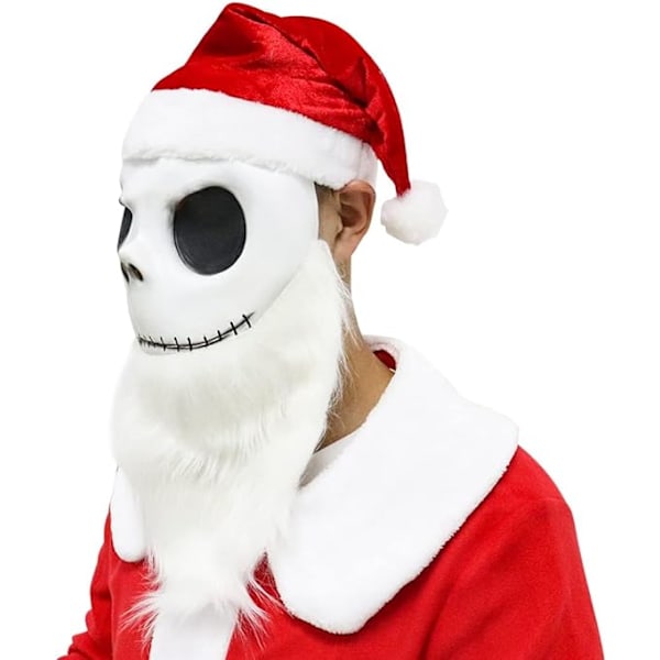 Luuranko Skellington -naamio Joulupukkiparta Joulupukkihattusetti 51CM