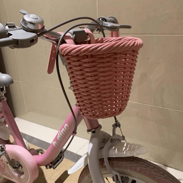Vävd Mini Cykelkorg för Barncykel Styre Pink