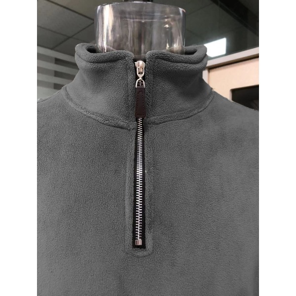 Mænds Kvart Zip Fleece Sherpa Trøje Langærmet Sweatshirt med Lommer Grey S