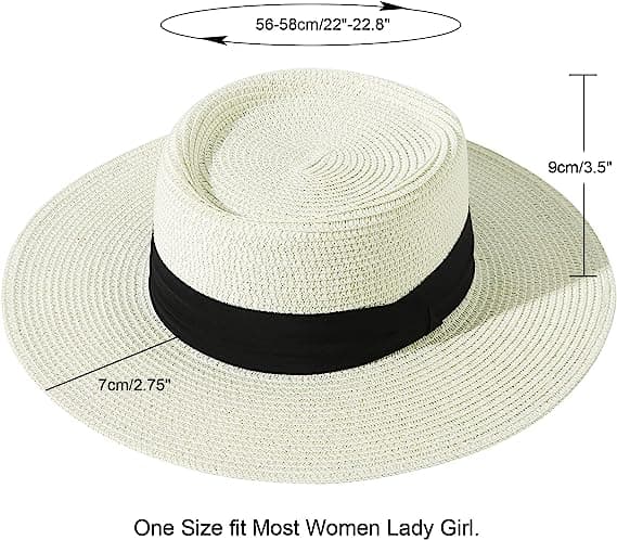 Kvinnor Bred Brätte Straw Panama Sun Hat Milk White