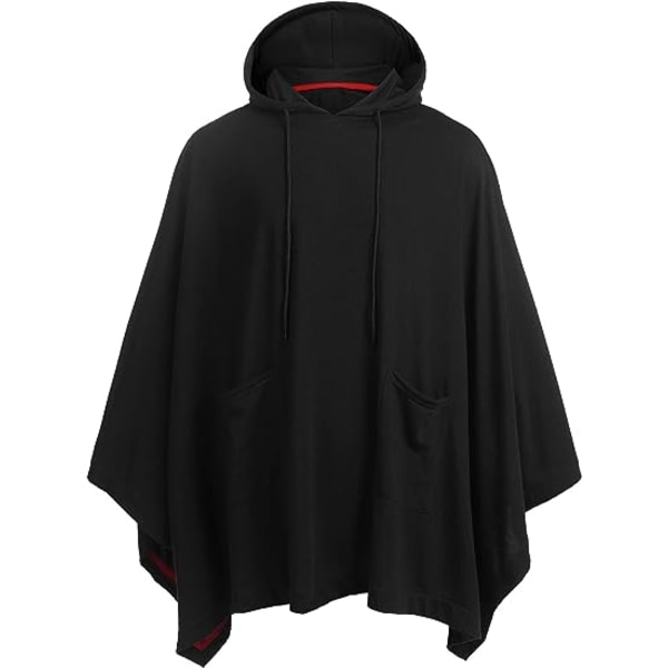 Unisex Casual Hættetrøje Poncho Kappe med Lomme Black M