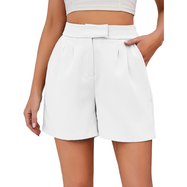 Dam sommar söta shorts casual sidofickor hög midja shorts white L