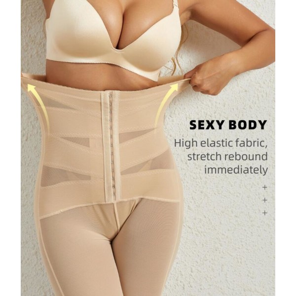 Højtaljede Shapewear Leggings med Mavekontrol og Butt Lifting beige M