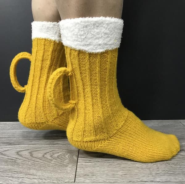 Ölstrumpor Mid Calf Varma Ullstrumpor Yellow