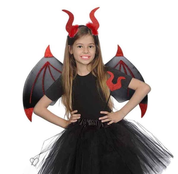 Halloween Djævlevinger 3-delt Sæt Til Cosplay Red