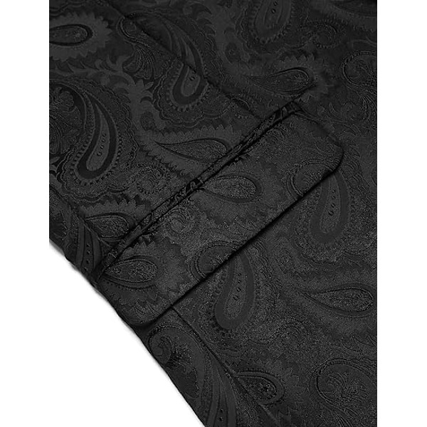 Herrar Blommig Smokingjacka Paisley Sjal Krage Blazer Jacka Black M