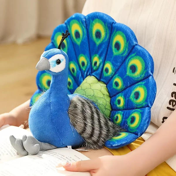 25*30CM Søde Zoo Souvenir Påfugl Ppen Hale Ornamenter Dukker blue