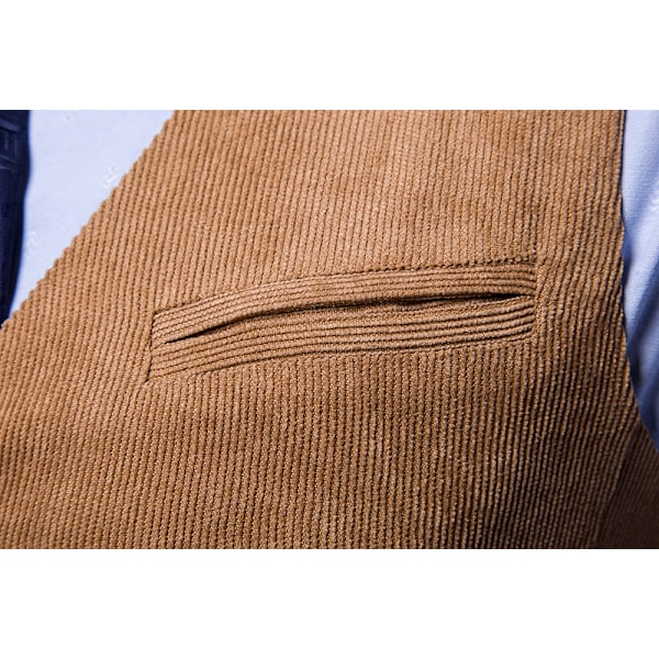 Miesten Korduroliivi V-kaula Vintage Liivi Hihaton Takki Brown XS