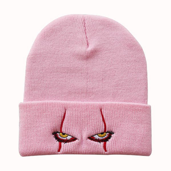 Mode stickad lös skrämmande clownögon stickad mössa Pink