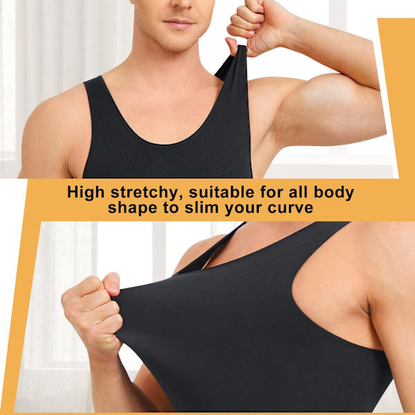 Män Sleeveless Full Body Shaper Underkläder Slank Kompressions Bodysuit Shapewear Black M