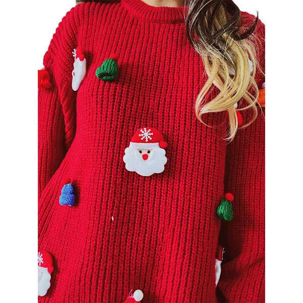 Dame Santa Claus Nytårs Trøje Pullover Top XL