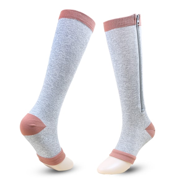 Glidelås Kompresjonsstrømper Åpne Tå Kompresjonsstrømper med Glidelås Grey L/XL