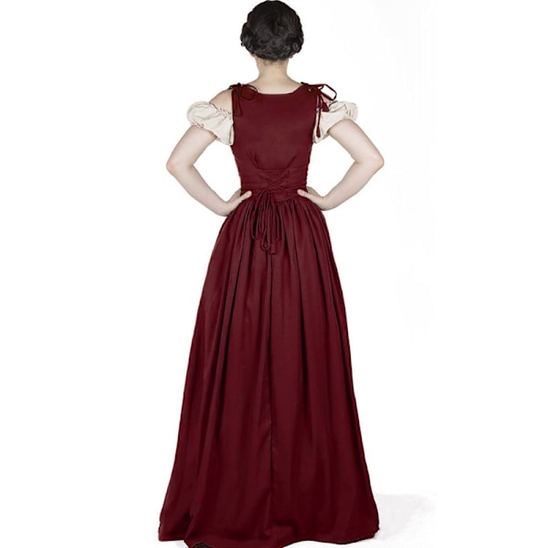 Naisten keskiaikainen renessanssipuku pitsillä, cosplay-mekko Wine Red S/M