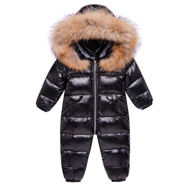 Baby vinter snödräkt kappa Romper Ytterkläder Huva black 90cm